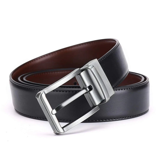 B0001 Reversible Genuine Leather Belt for Men – Black / Tan Dual-Side | House of Leather