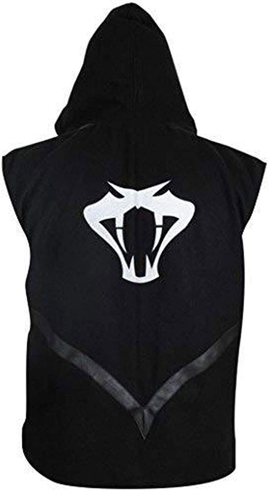 DJM0028 Men’s Black Sleeveless Hoodie Vest – RKO Wrestling Style Denim And Cotton Vest with Hood & Zip Closure Inspired by "Randy Orton"
