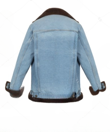 FJM0019 Luxury Blue Denim Jacket – Premium Denim with Soft Fur-Style Lining, Ghost Mannequin Display, Urban Casual Outerwear