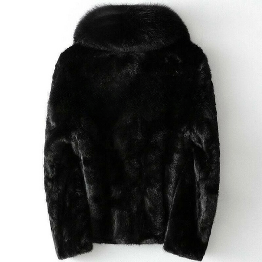 FCF0001 Women's Luxury Midnight Black Plush Fox-Fur Coat – Soft, Elegant & Ultra-Warm Winter Outerwear Coat