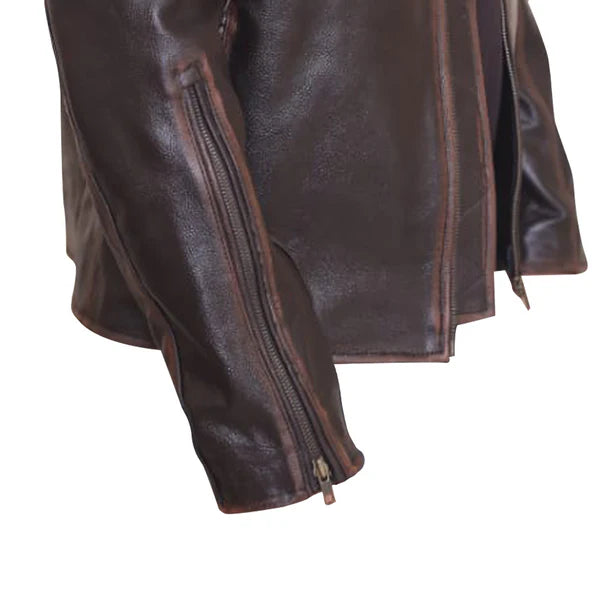 FJLM007 Men’s Dutch Netherland Flag Vintage Brown Genuine Cowhide Leather Jacket