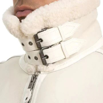 FJM0016 Men’s Classic Shearling Leather Jacket – Premium Fur Lining, Full Winter Coat, Timeless Biker Style Coat