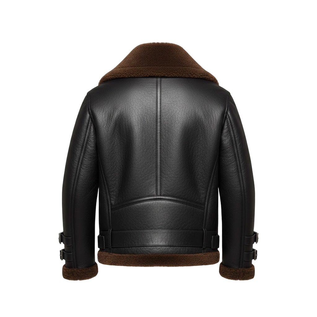 LJF0019 Women’s Real Leather RAF-B3 Aviator Jacket – Vintage Pilot Bomber Coat, Shearling Lined, Winter Outerwear