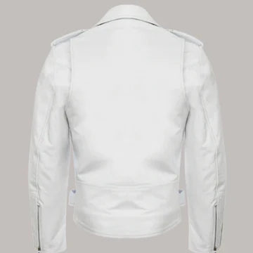 LJM0063 Men’s White Premium Leather Jacket – Sheep Leather, Slim Fit & Timeless Classic Style