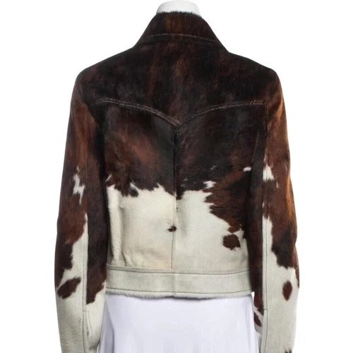 LJM007 Men's Cowhide Hair-On Genuine Leather Biker Jacket for Men – Premium Cowhide Motorcycle Style