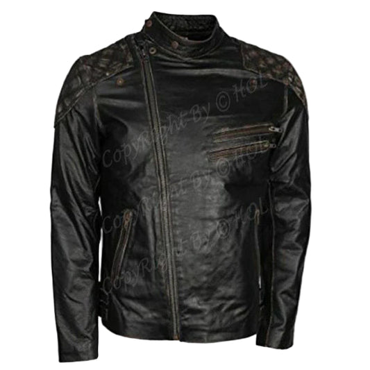 LJM023 Men’s Motorcycle Fashion Skull Vintage Brown Biker Real Leather Jacket – Ride With Attitude