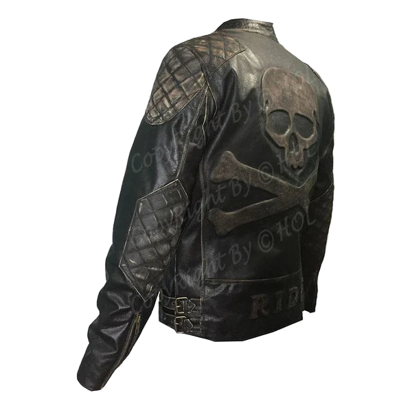LJM023 Men’s Motorcycle Fashion Skull Vintage Brown Biker Real Leather Jacket – Ride With Attitude
