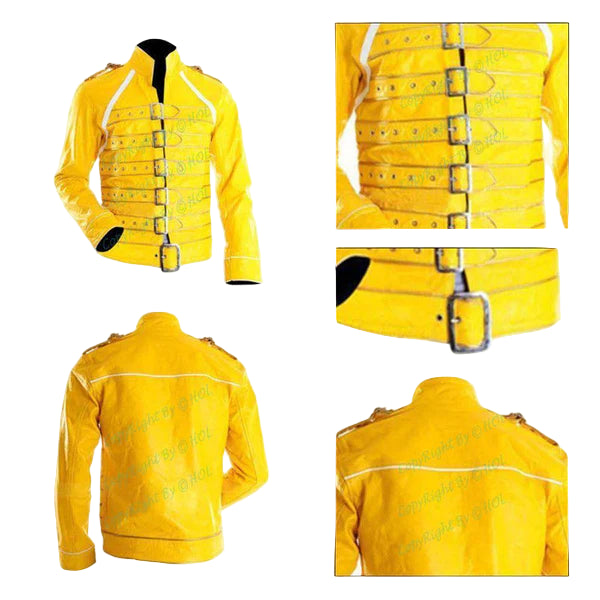 KLJ0001 Kids “Freddie Mercury Wembley Concert – Yellow Edition” Faux Leather Jacket