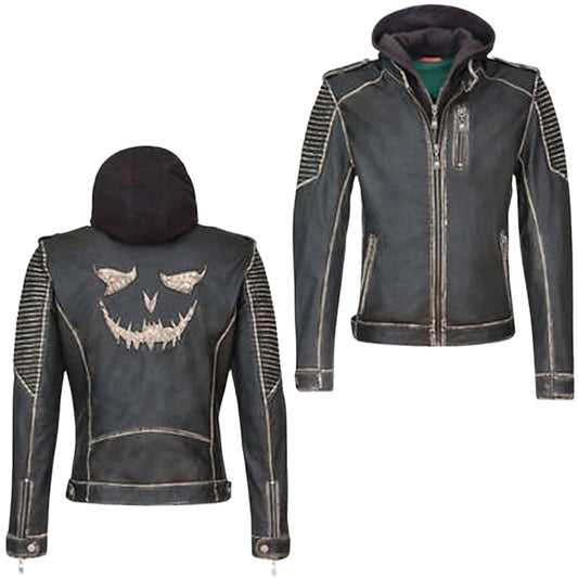 LJM0060 Men’s Black Distressed Leather Jacket – Halloween & Christmas Style, Genuine Cow Vintage Rugged Look Jacket