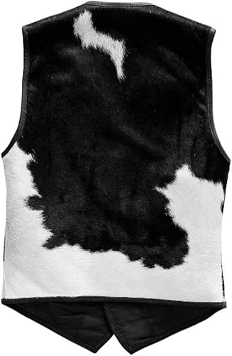 LJM0061 Men’s Cowhide & Lamb-Pony Skin Leather Vest – Premium Real Leather, Sleeveless Outerwear