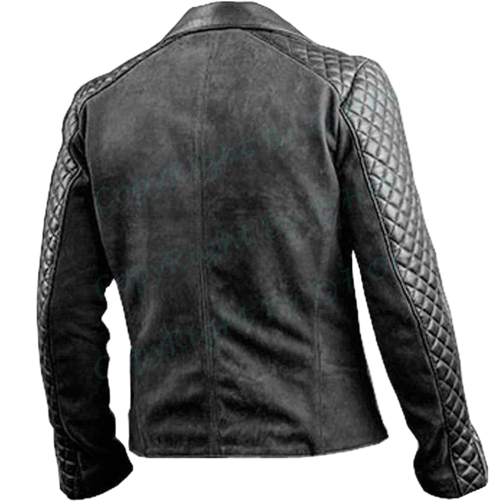LJM014 Men’s Stylish Black Real Leather Biker Jacket | Suede Finish Fashion Wear