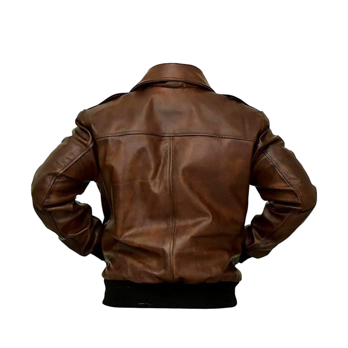 LJM0003Men’s Distressed Brown Vintage Biker Leather Jacket – Classic Army Style Real Leather jacket