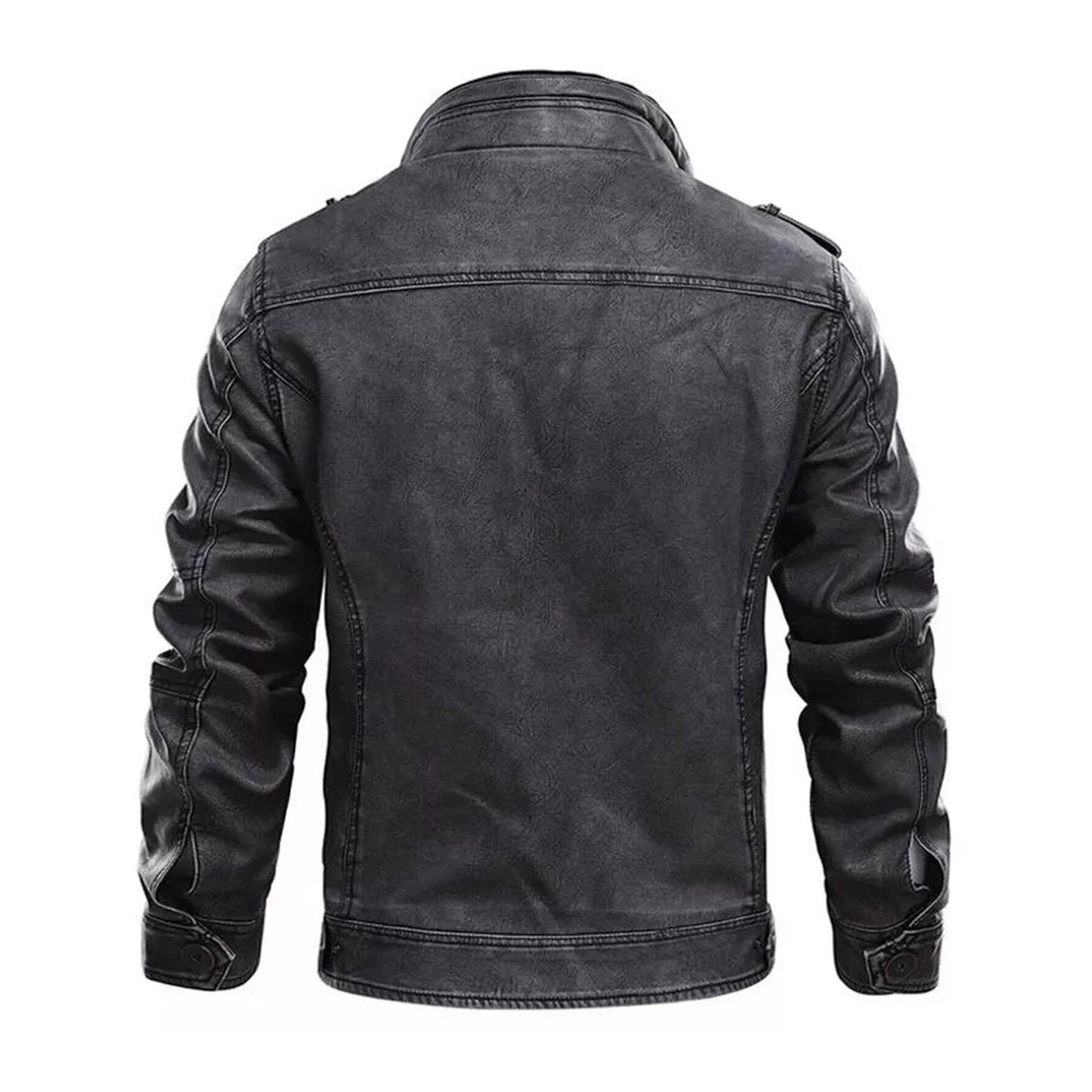 LJM001 Men’s Vintage Classic Black Real Leather Motorcycle Biker Jacket
