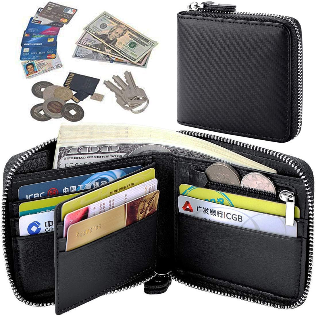 W0002 Premium Black Leather Wallet & Keyring Gift Set for Men – Sleek Bifold Wallet + Matching Keyring | House of Leather