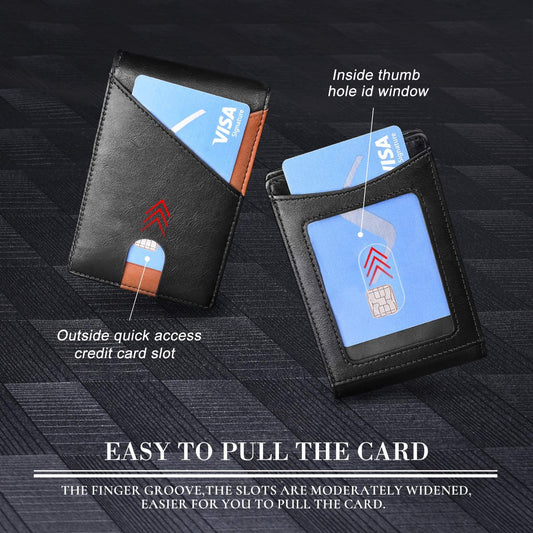 W0003 Slim RFID‑Blocking Bifold Wallet for Men – Minimalist Front Pocket Wallet with Money Clip & Coin Pocket | House of Leather