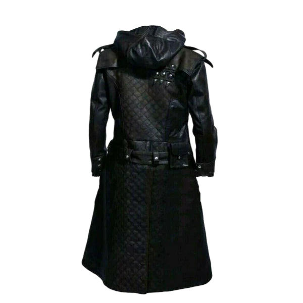 C003 Men’s Jacob Frye Assassin’s Creed Syndicate Black Quilted Real Leather Coat