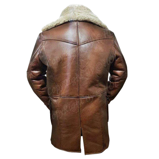 MFC02 Men’s Brown Shearling “Dark Knight” Bane Leather Coat – Real Leather Winter Fur Jacket