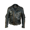 LJM0004 Men’s Police Biker Black & Brown Real Leather Jacket – Dual Tone Motorcycle Rider Style
