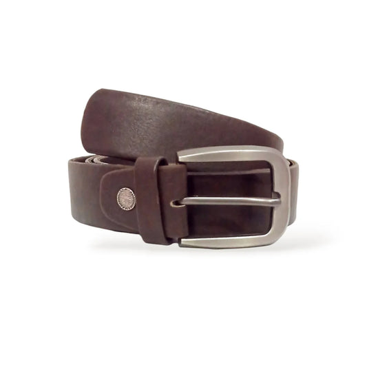 B0003 Dark Brown Leather Formal Belt for Men –  Slim Dress Belt with  Construction, Premium Polished