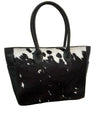 WB002 Black Hair-On Leather Tote Bag for Women – Handmade Large Capacity Shoulder Bag for Everyday, Work & Travel