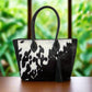 WB002 Black Hair-On Leather Tote Bag for Women – Handmade Large Capacity Shoulder Bag for Everyday, Work & Travel