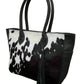 WB002 Black Hair-On Leather Tote Bag for Women – Handmade Large Capacity Shoulder Bag for Everyday, Work & Travel