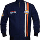 DJM0027 Men’s Navy-Blue Cotton & Denim Racing Bomber Jacket – Lightweight Zip-Up Casual Outerwear for Everyday Style