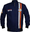DJM0027 Men’s Navy-Blue Cotton & Denim Racing Bomber Jacket – Lightweight Zip-Up Casual Outerwear for Everyday Style