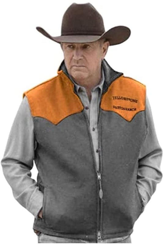 DJM0030 Men's Grey Vest – Classic Western Ranch Style Sleeveless Jacket Inspired By "John Dutton"