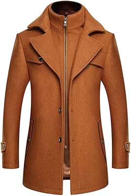 DJM0033 Men’s Long Wool Coat – Winter Windproof Slim Fit Wool Overcoat for Autumn & Cold Weather | 5 Colours Options