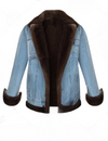 FJM0019 Luxury Blue Denim Jacket – Premium Denim with Soft Fur-Style Lining, Ghost Mannequin Display, Urban Casual Outerwear