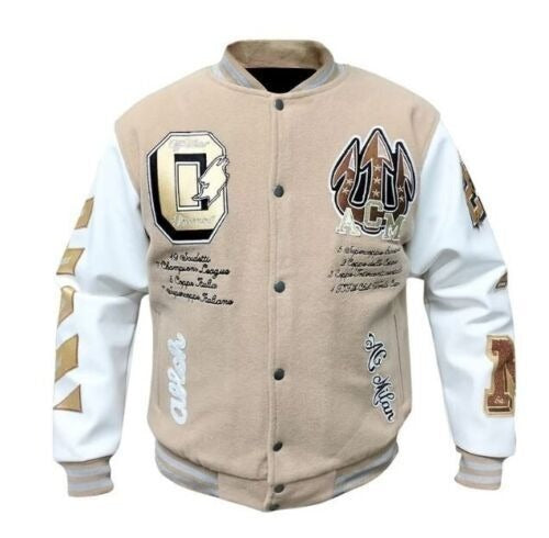 DJM0007 Men's Off-White AC Milan Denim Real Wool Varsity Jacket – Premium Streetwear