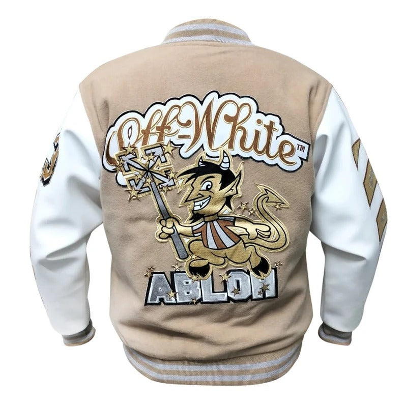 DJM0007 Men's Off-White AC Milan Denim Real Wool Varsity Jacket – Premium Streetwear