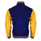 DJM0012 Men’s Blue Varsity Bomber Jacket – R Letterman Style, Retro Classic Wool Edition Coat