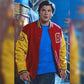 DJM0014 Men’s Red Varsity Biker Letterman Jacket – “Crows” Edition, Classic Retro Style