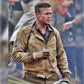 DJM0017  Men’s “Fury Edition” WWII Military Tanker Jacket – Inspired By Brad Pitt Vintage Olive Green Cotton & Denim Classic