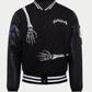 DJM0018 Men's James Blake “Godspeed” Skull Varsity Jacket – Black Wool & Leather Edition