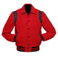 DJM0021 Men’s Red Wool Varsity Jacket – Classic Retro Letterman Streetwear Outerwear
