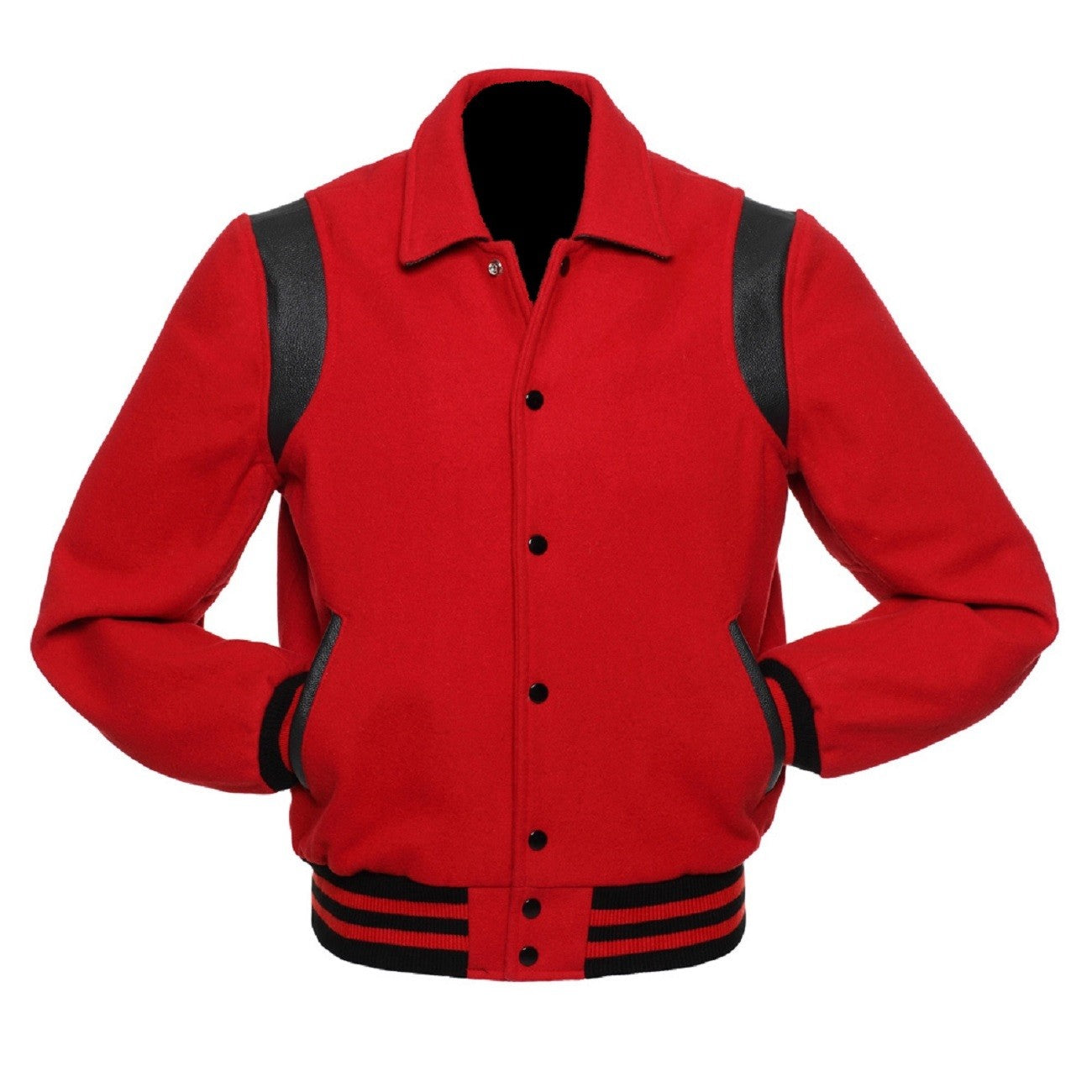 DJM0021 Men’s Red Wool Varsity Jacket – Classic Retro Letterman Streetwear Outerwear