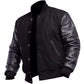 DJM0023 Men’s Black Letterman Jacket – Vintage Wool Body & Leather Sleeves, Insulated Varsity Style