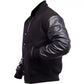 DJM0023 Men’s Black Letterman Jacket – Vintage Wool Body & Leather Sleeves, Insulated Varsity Style