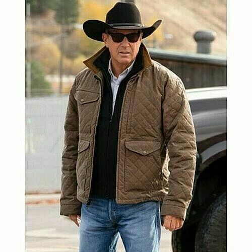 DJM0025 Men’s Inspired By Yellowstone Rip Wheeler Quilted Cotton Jacket – Kevin Costner Western Outerwear