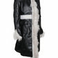 FCF0002 Women’s Luxury Fur-Trim Real Leather Winter Coat | High-Fashion Celebrity-Inspired Long Leather Overcoat | Premium Warm Outerwear for Cold Weather