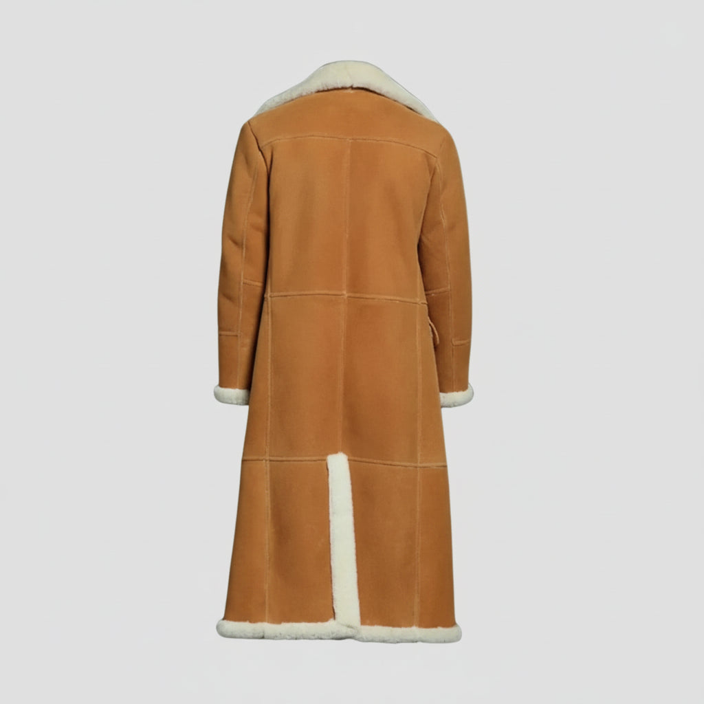 FCM0018 Men’s B3 Bomber Shearling Trench Leather Coat – Classic Winter Aviator Jacket with Fur Lining