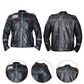 FJLM002 Men’s US Flag Vintage Black Distressed Moto Retro Biker Leather Jacket