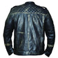 FJLM002 Men’s US Flag Vintage Black Distressed Moto Retro Biker Leather Jacket