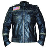 FJLM002 Men’s US Flag Vintage Black Distressed Moto Retro Biker Leather Jacket
