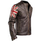 FJLM003 Men’s UK Flag  Vintage Brown Café Racer Real Leather Biker Jacket – Edition