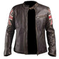 FJLM003 Men’s UK Flag  Vintage Brown Café Racer Real Leather Biker Jacket – Edition
