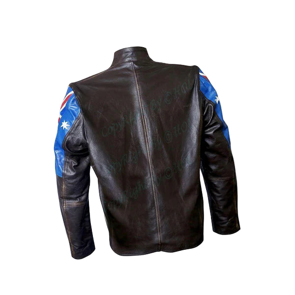 FJLM006 Men’s Australian Flag Vintage Brown Genuine Cowhide Leather Café Racer Biker Jacket – 2020 Edition